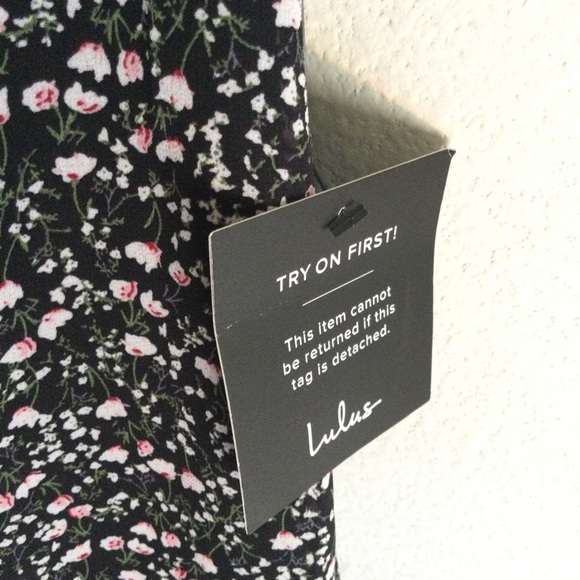 LULU’S NWT Maxi Floral Print V-Neck Dress Black Size Small - Picture 5 of 14